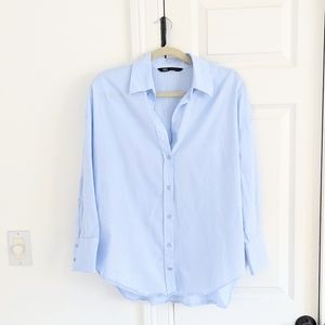 Zara long sleeve button down shirt in blue